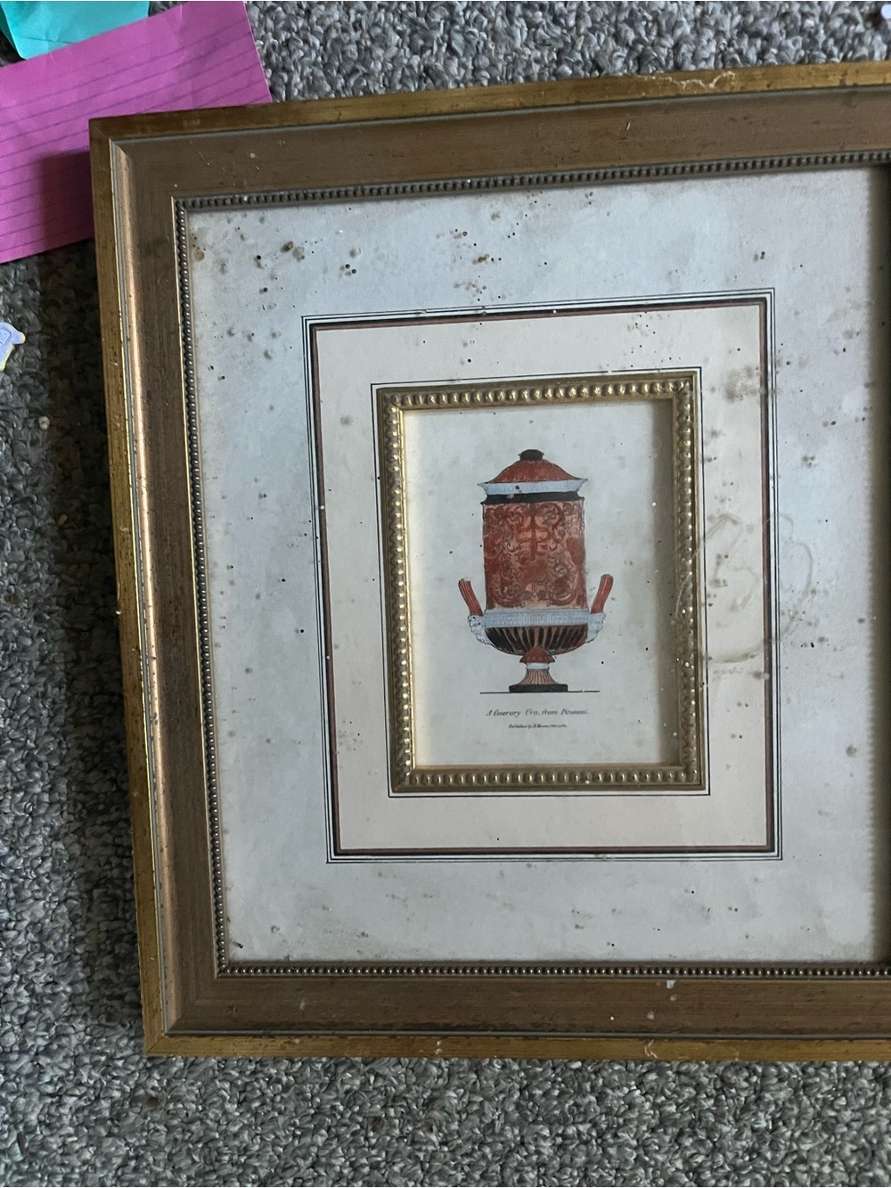 Gold Framed Red Urn Art Print - Unbranded